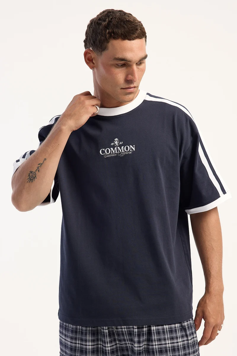 Common Need Regency Ringer Heavyweight Easy Tee Navy