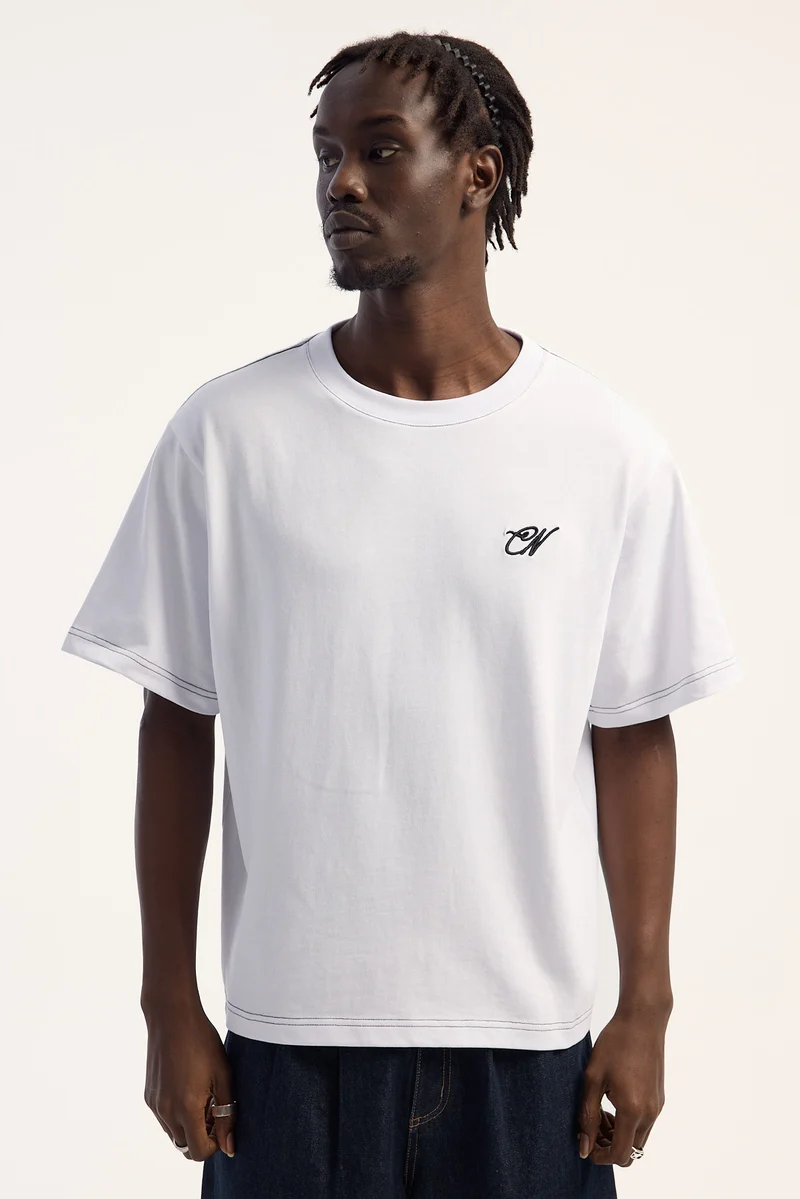 Common Need Marked Signature Tee White