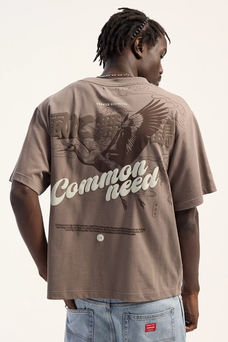 Common Need Sora Heavyweight Signature Tee Taupe