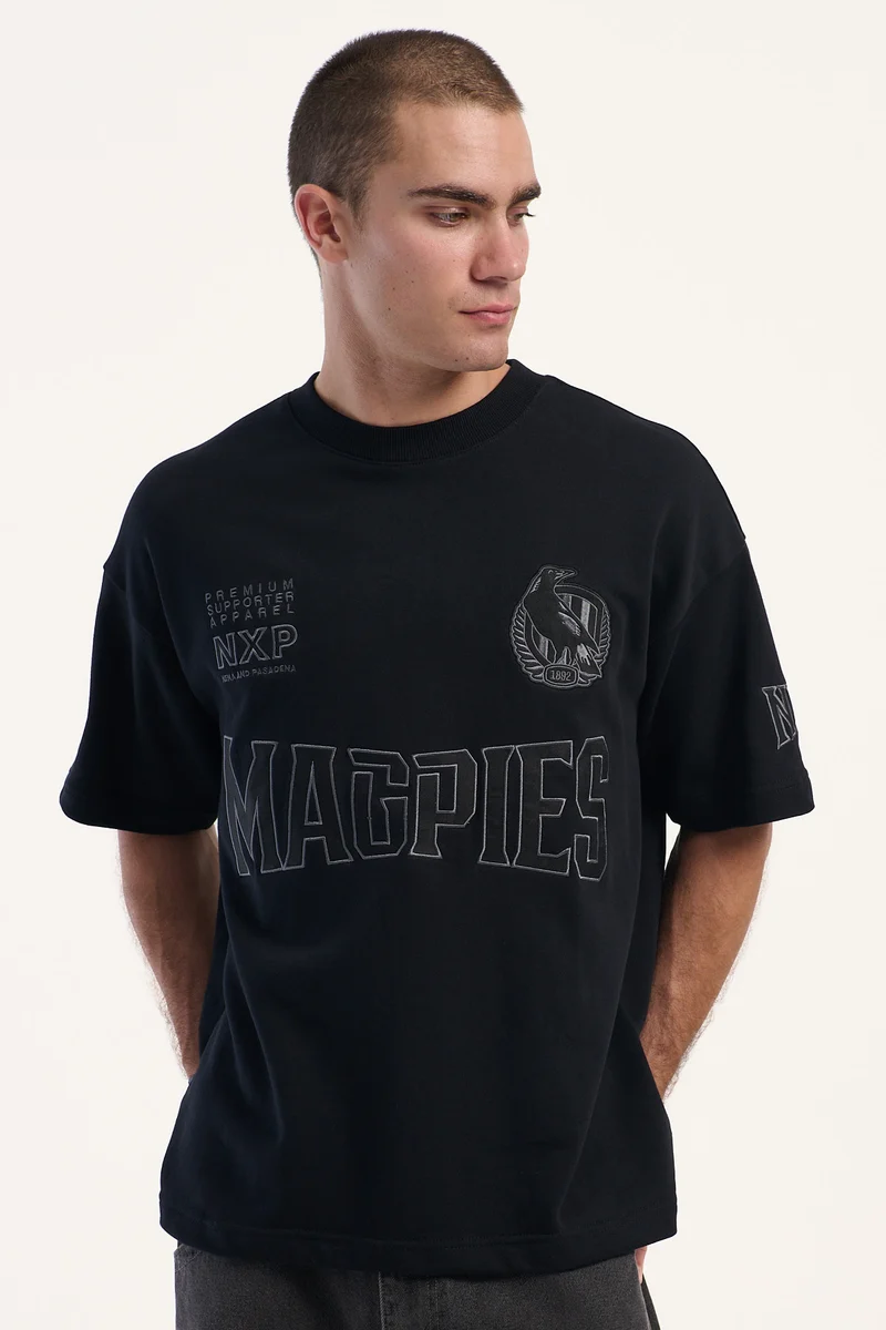 Nena & Pasadena NXP x AFL Collingwood Perform Loopback Tee Jet Black