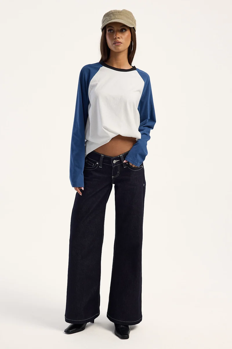 Abrand 00 Wide Super Low Jean Casey Dark Indigo