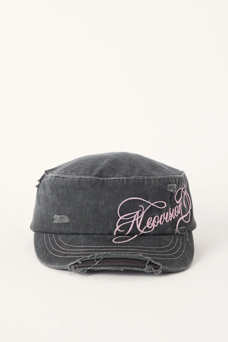 Neovision Script Distressed Cadet Cap Washed Black