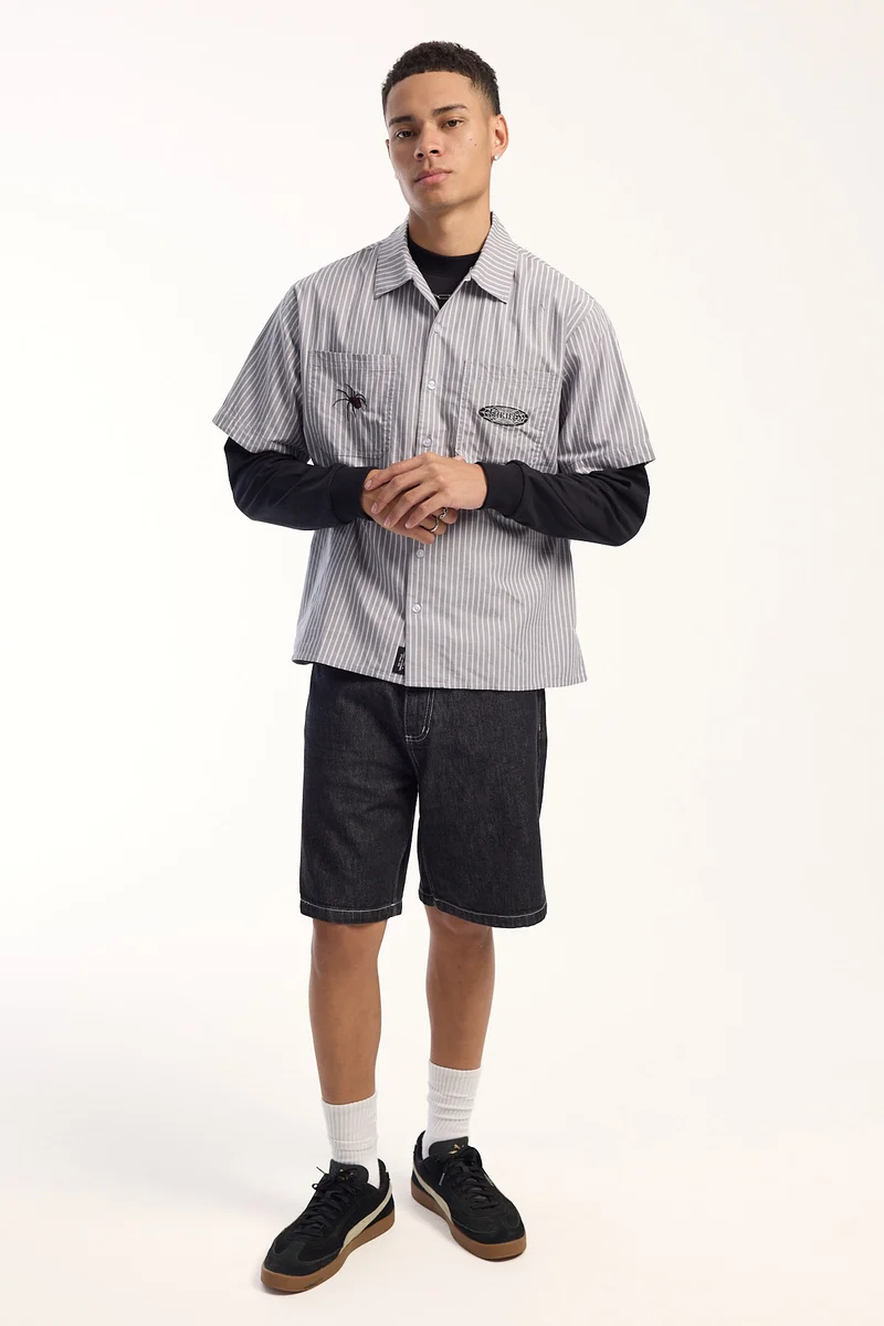 Thrills Mid Slacker Denim Short Raw Black
