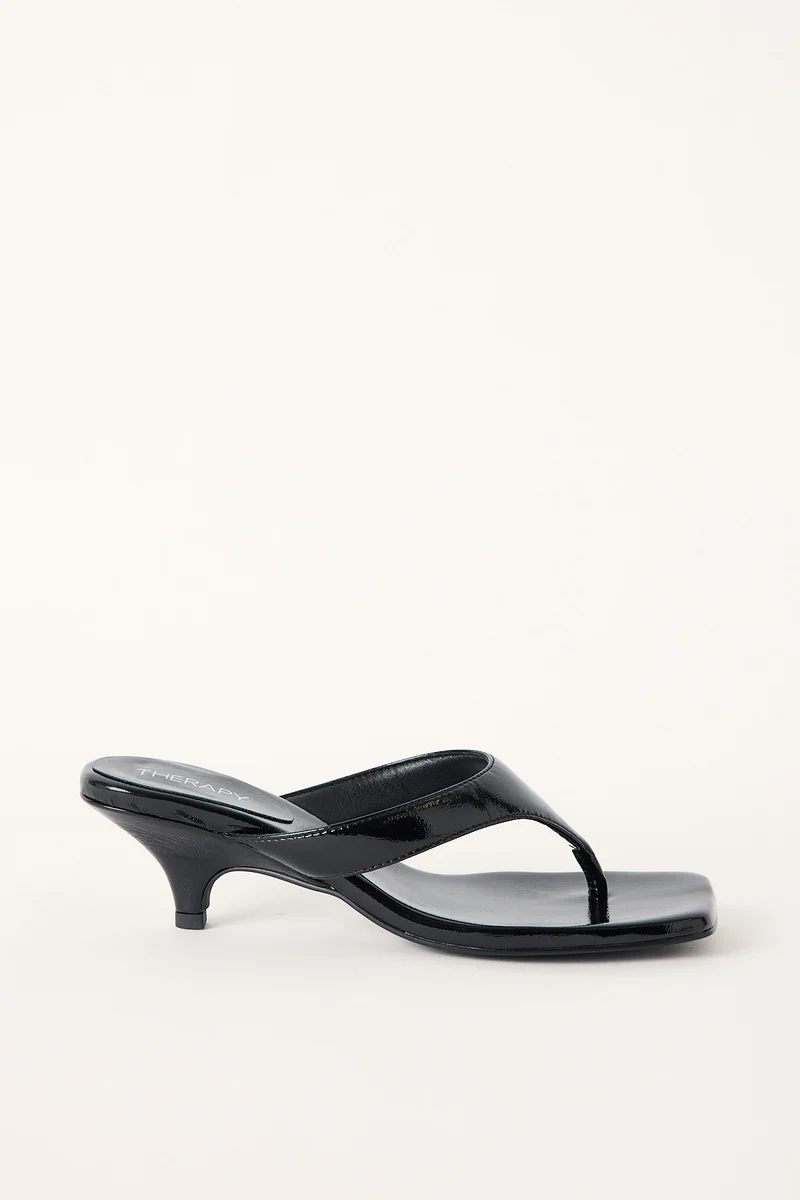 Womens Therapy North Thong Heel Black Patent