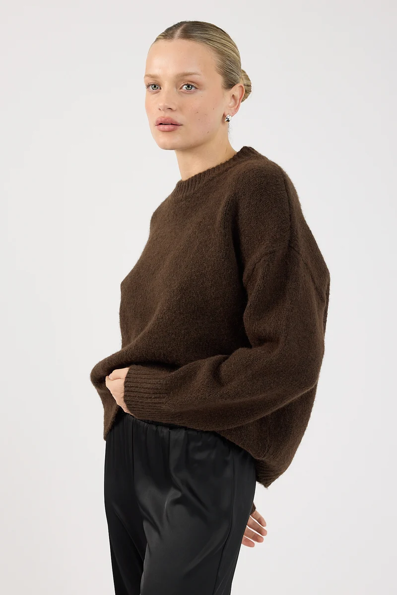 Perfect Stranger Marlowe Crew Neck Jumper Brown