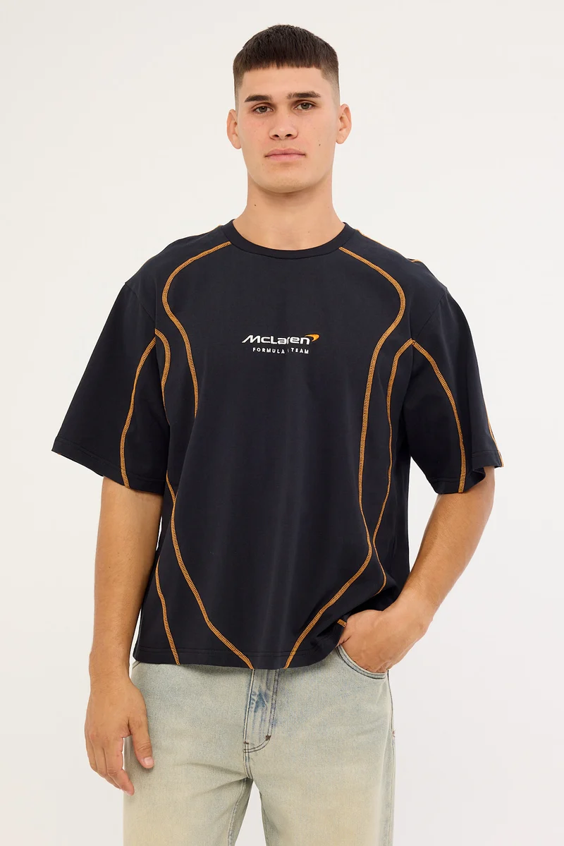 Mitchell & Ness Mclaren Panel Tee Black/Papaya