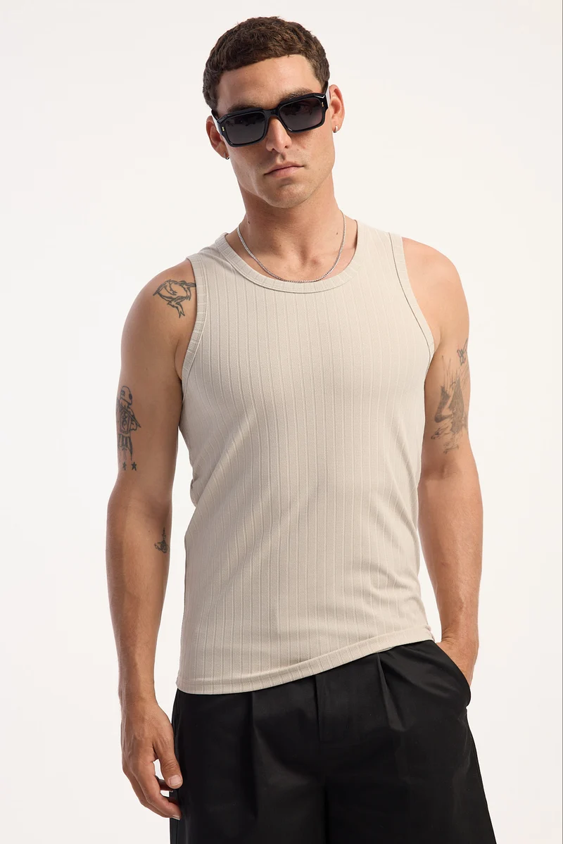 Common Need Baseform Scoop Neck Singlet Tank Light Grey