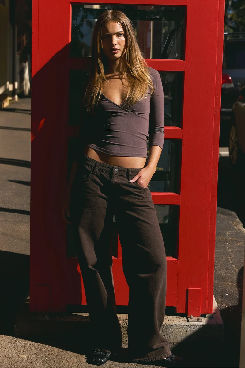 Motel Low Rise Parallel Jean Dark Chocolate