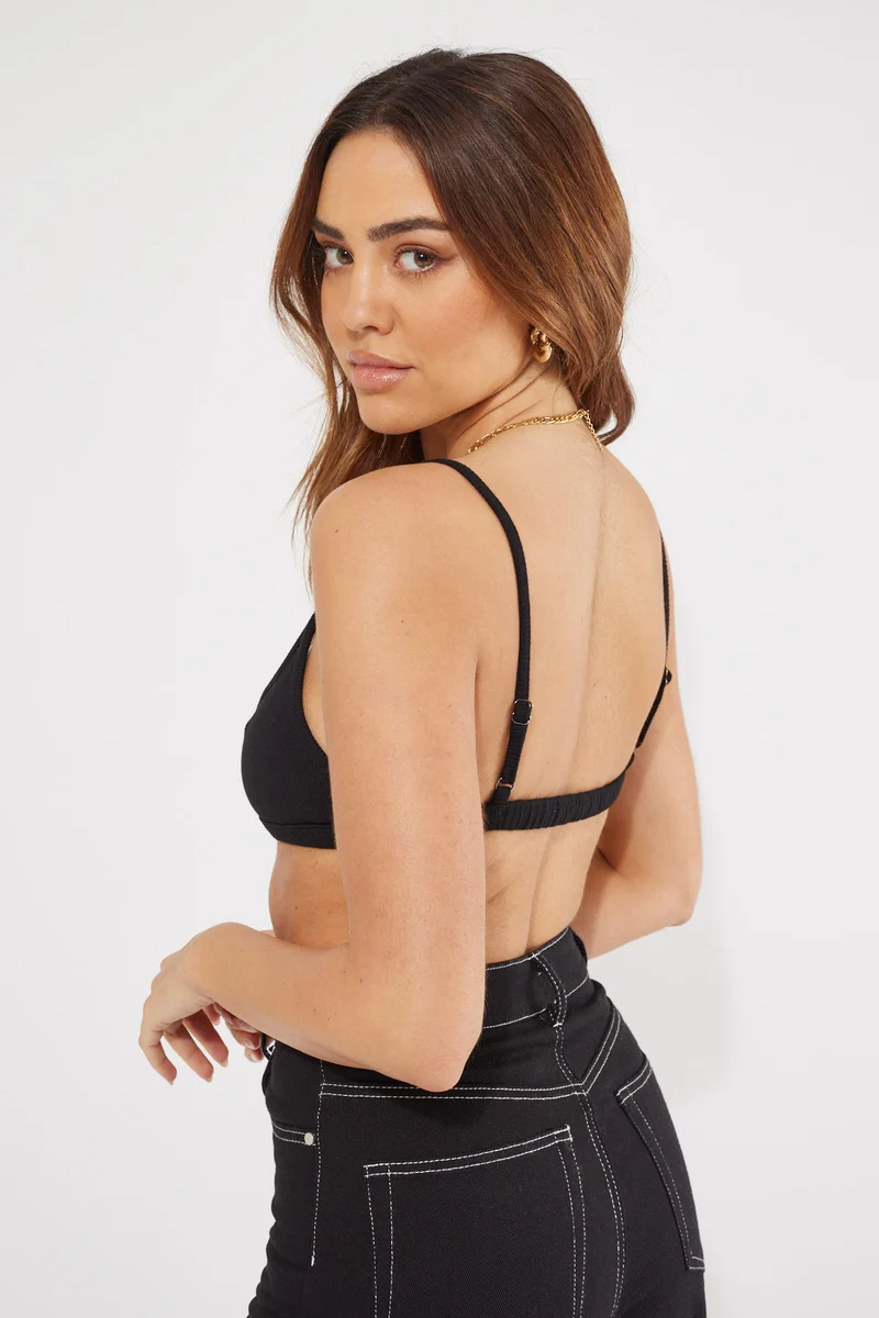 L&t Marlo Ribbed Bralette Black