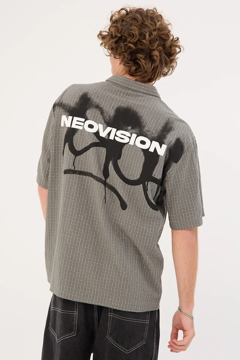 Neovision Vandal Oversize Short Sleeve Shirt Khaki/Black/White