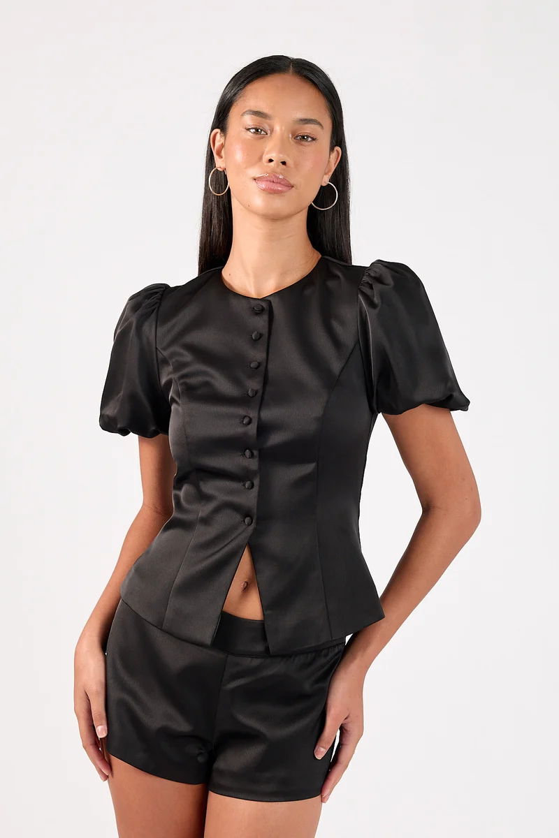 Perfect Stranger Fenella Short Sleeve Top Black