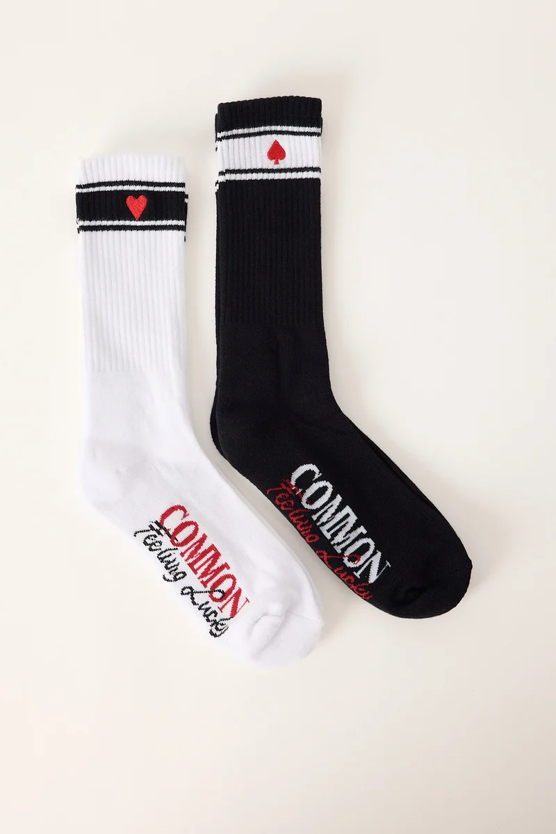 Common Need Royale Sock 2 Pack White/Black