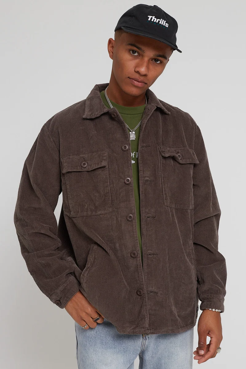 Thrills Labour Cord Overshirt Mushroom