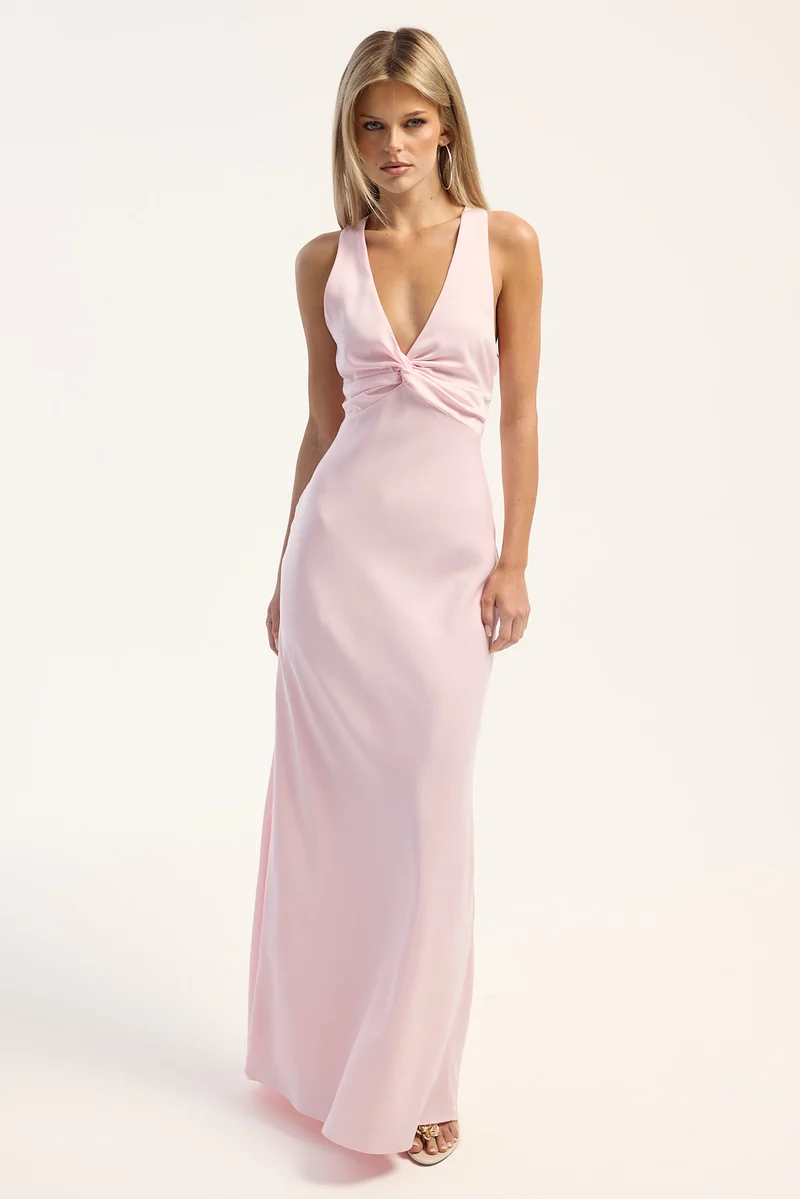 Perfect Stranger Ellie Twist Front Maxi Dress Pale Pink