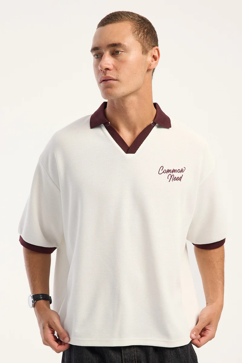 Common Need Flashback Boxy Cropped Polo Off White