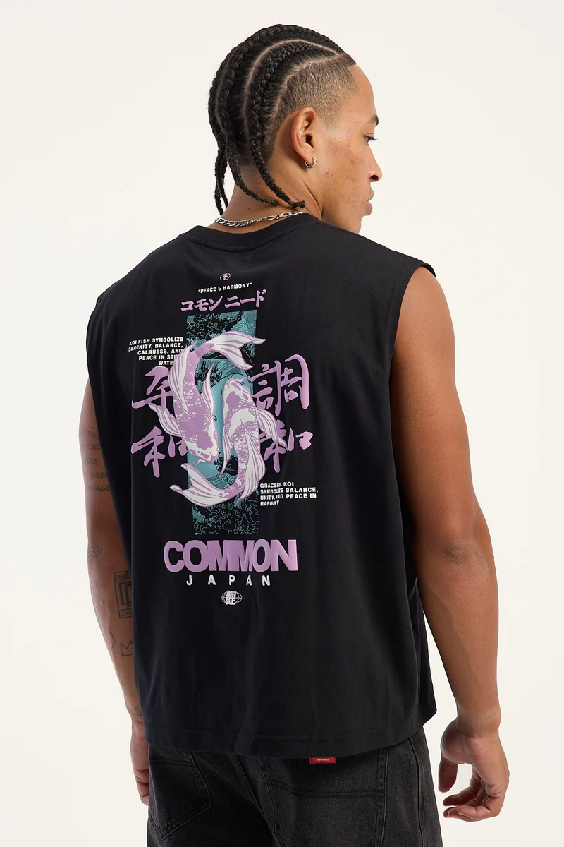 Common Need Sumi Cropped Muscle Tank Black