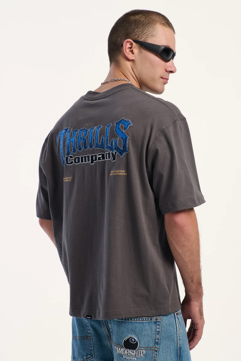 Thrills Eternal Cycle Box Crop Oversize Tee Merch Black