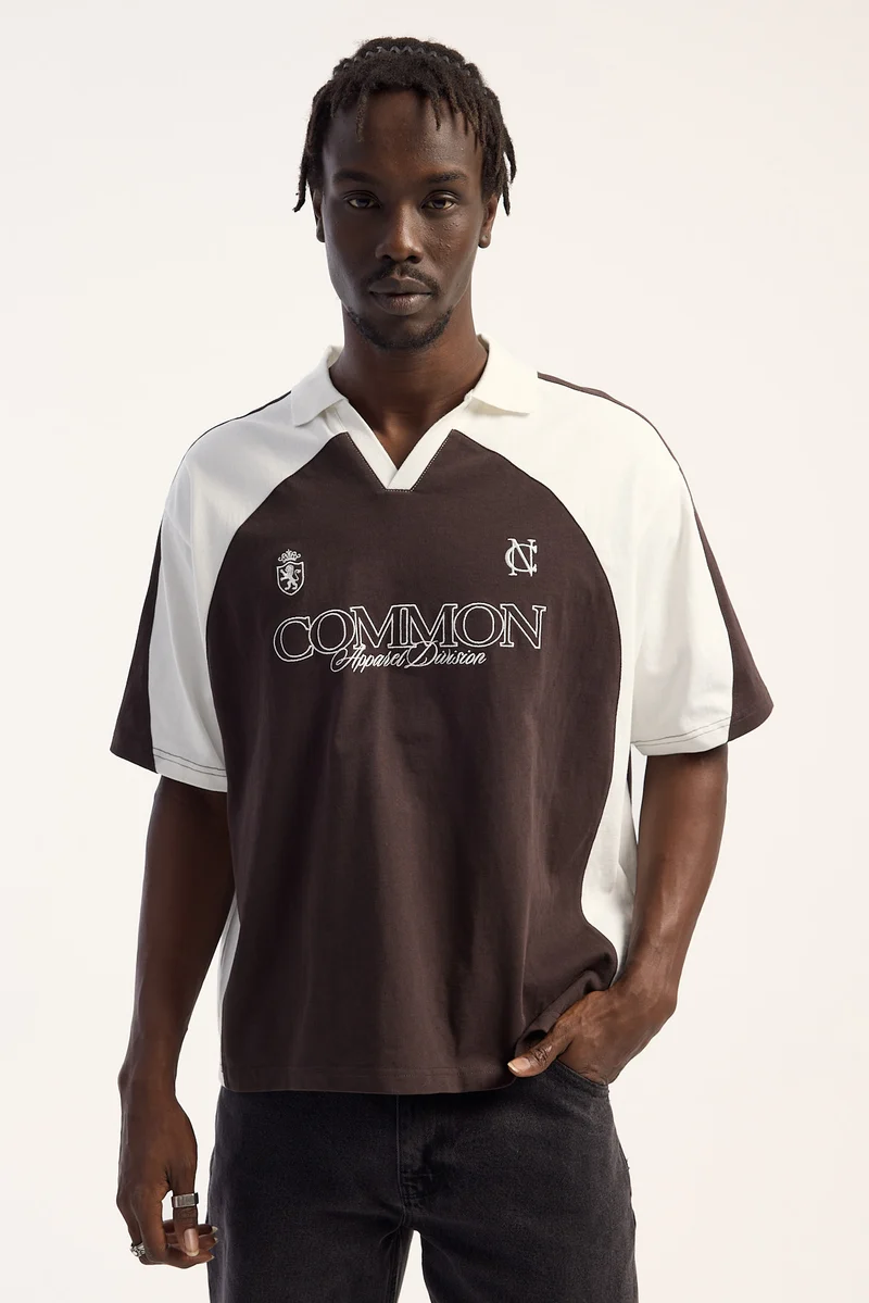 Common Need Ashford Boxy Polo Brown/Off White