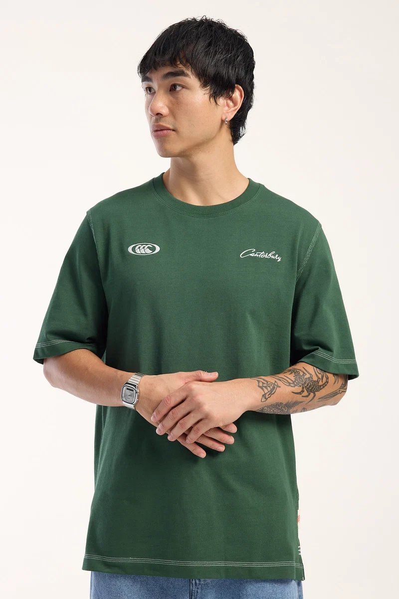 Canterbury CCC Script Heavyweight Tee Pine Needle Green
