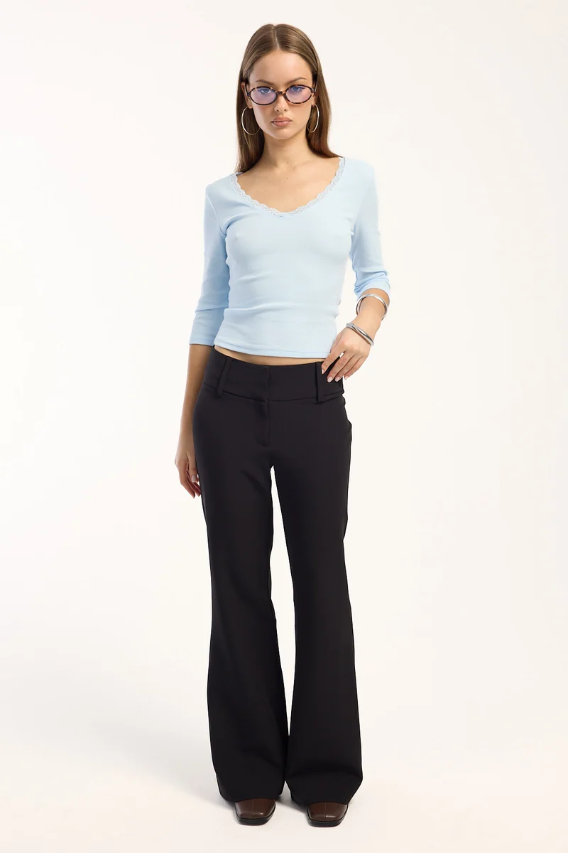 Luck & Trouble Annika Mid Rise Pant Black