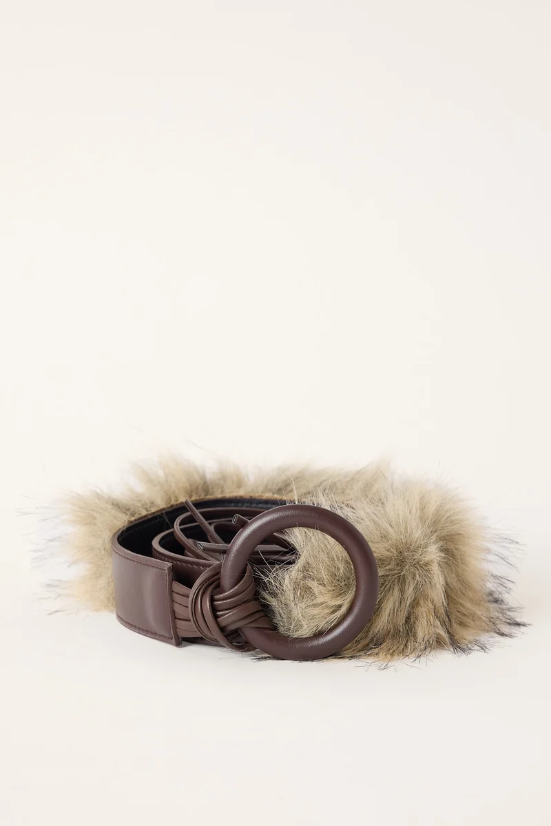 Neovision Untamed Faux Fur Fringe Belt Brown