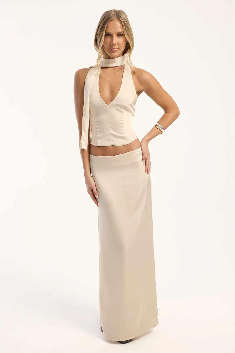 Lioness Front Row Maxi Skirt Cream