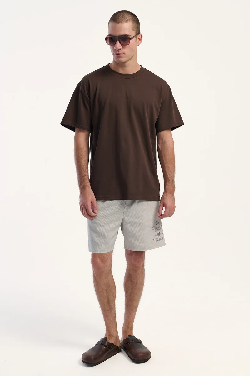 Common Need Relay Elastic Waist Short Oat Stripe