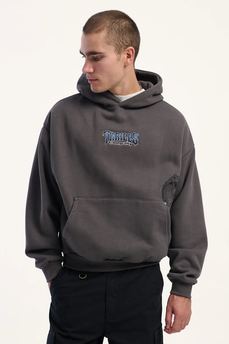 Thrills Eternal Cycle Box Crop Oversize Hood Merch Black