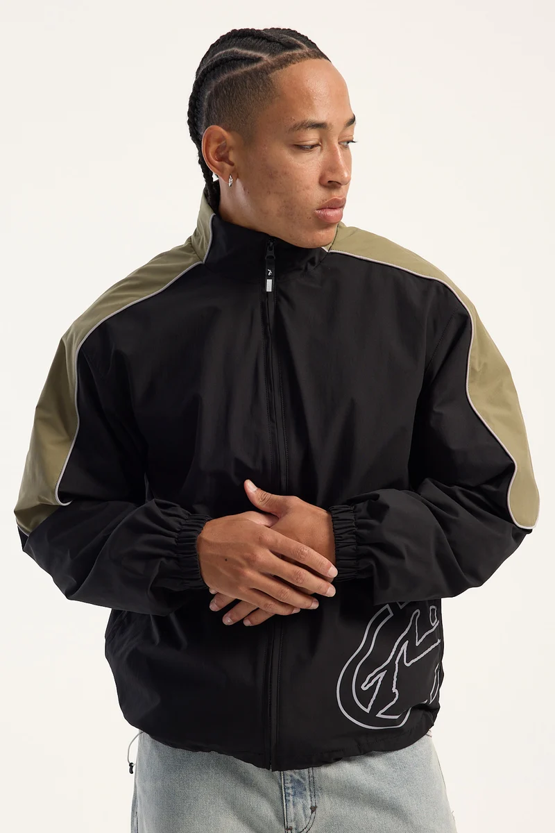 Rusty Front Line Track Windbreaker Jacket Black