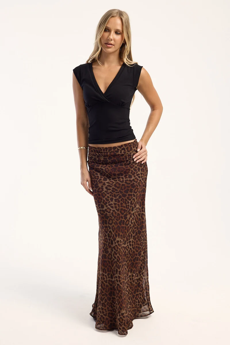 Luck & Trouble Sacha Leopard Maxi Skirt Animal Print