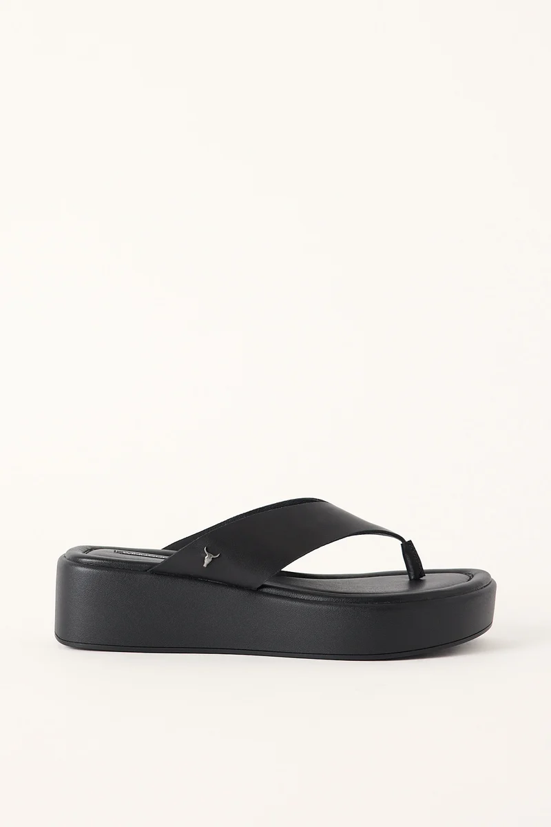 Windsor Smith Womens Sinful Thong Wedge Slide Black