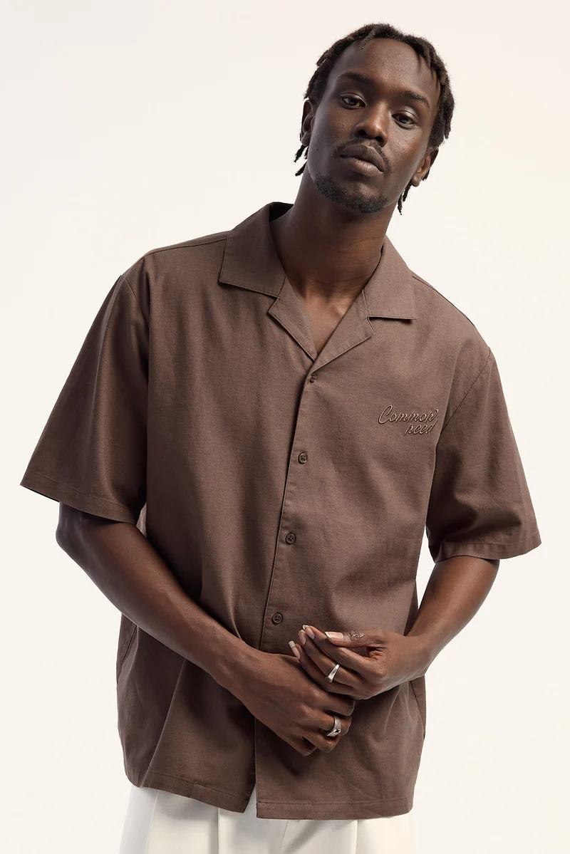 Common Need Sinclair Boxy Resort Shirt Dark Brown