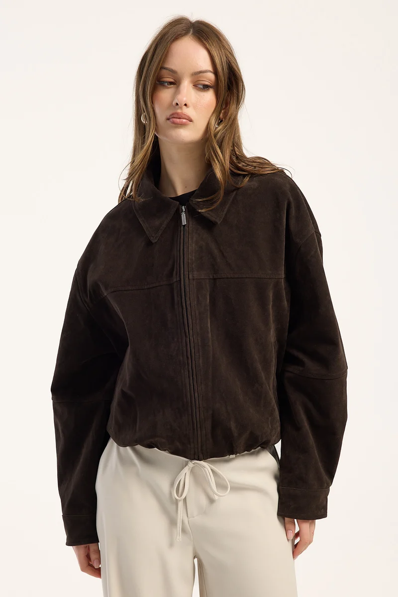Perfect Stranger Greta Faux Suede Jacket Bitter Chocolate