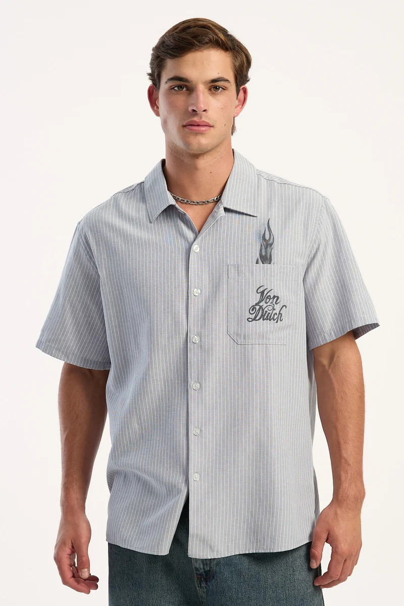 Von Dutch Flying Eye Striped Shirt Grey Stripe