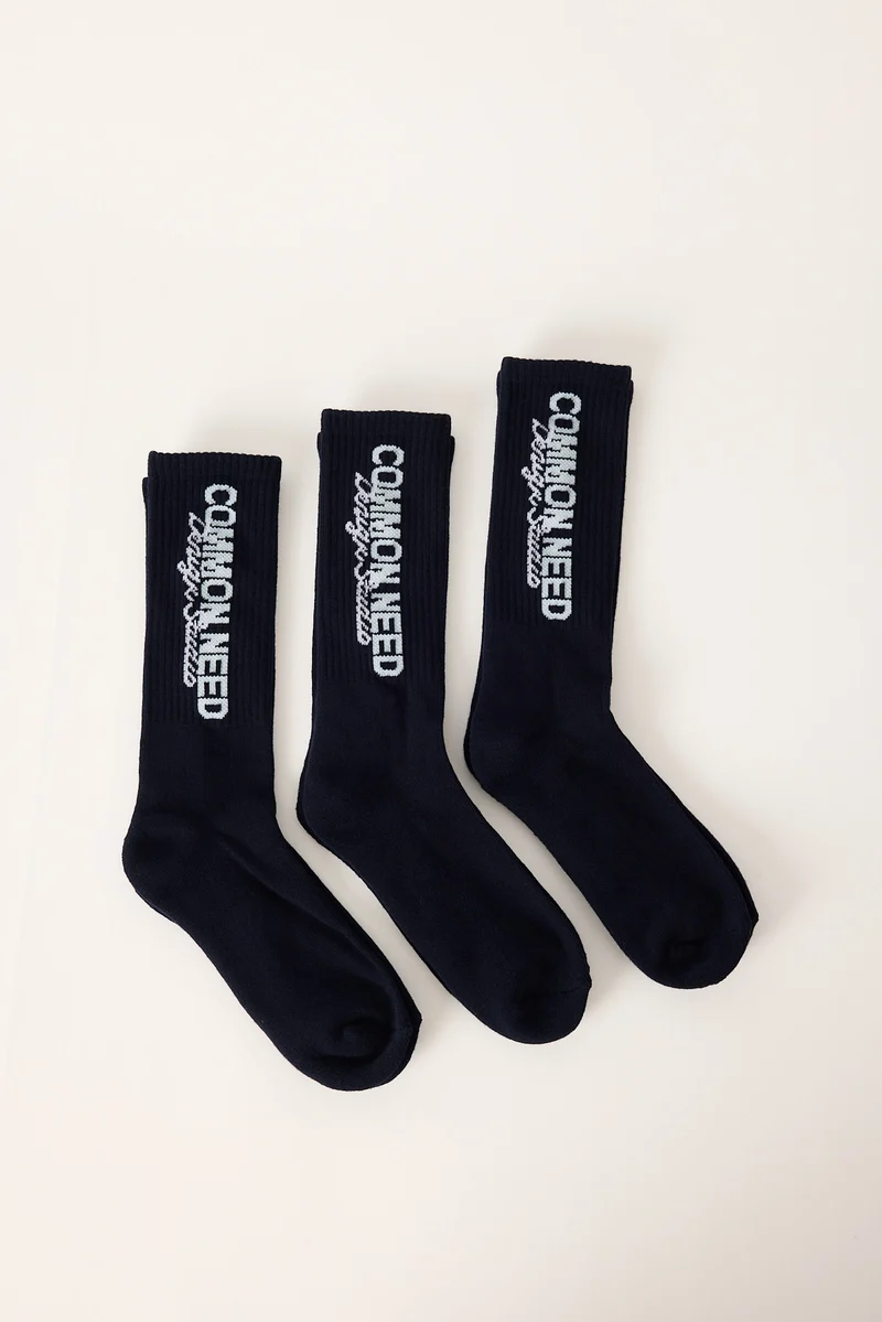 Common Need Slant Sock 3 Pack Navy