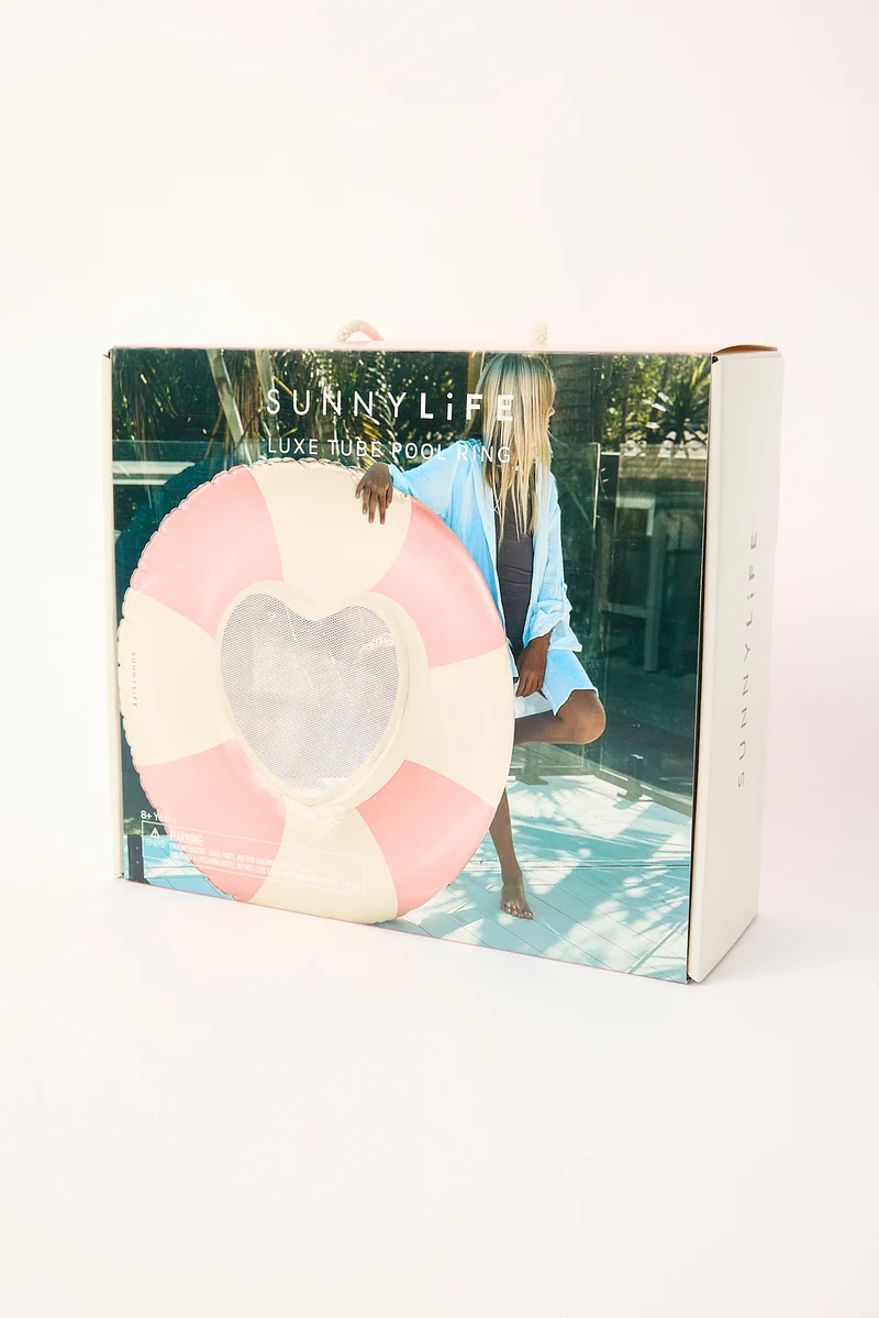 Sunnylife Luxe Tube Pool Ring Stole My Heart Pink Stripe