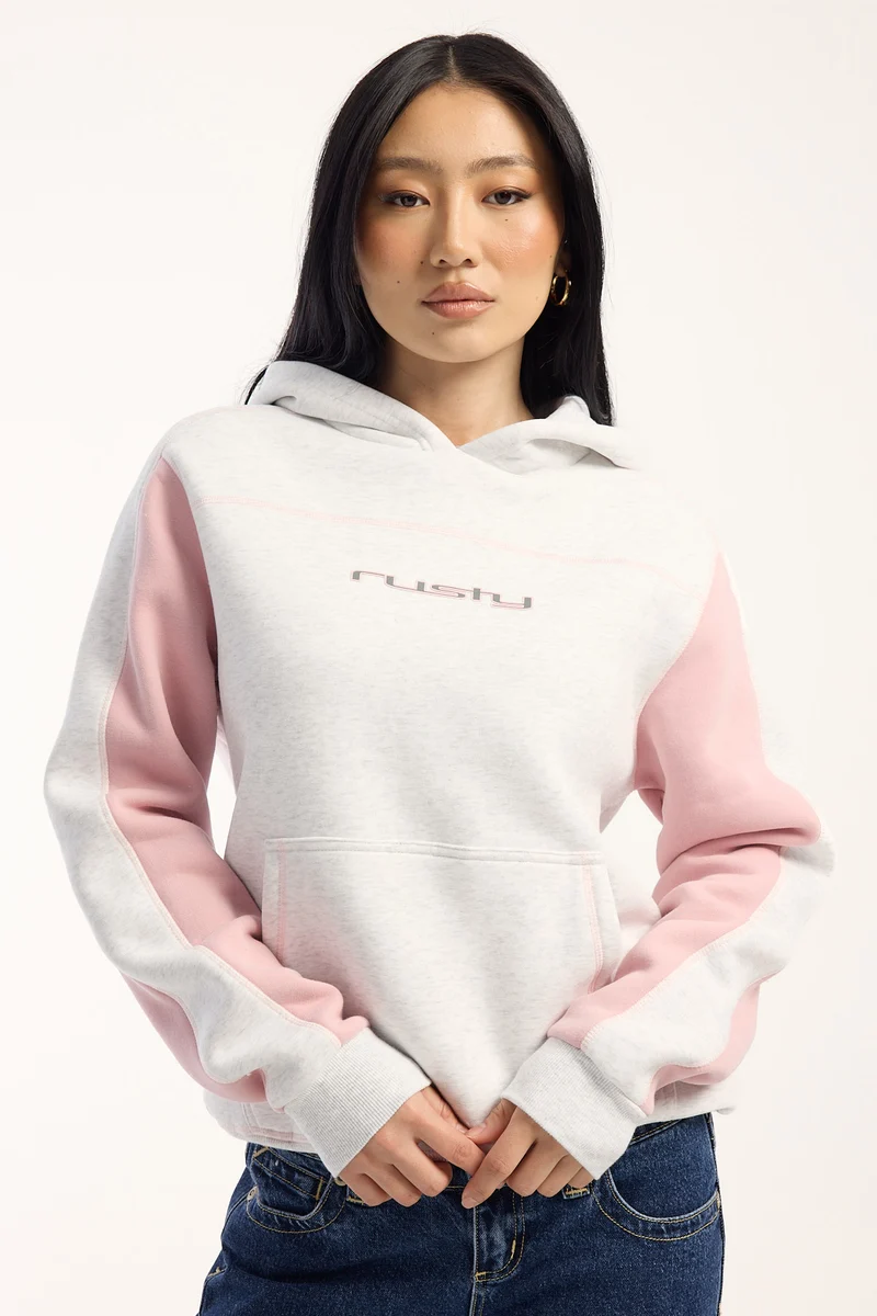Rusty Cyberwaves Oversized Hood Ecru Marle/Pink