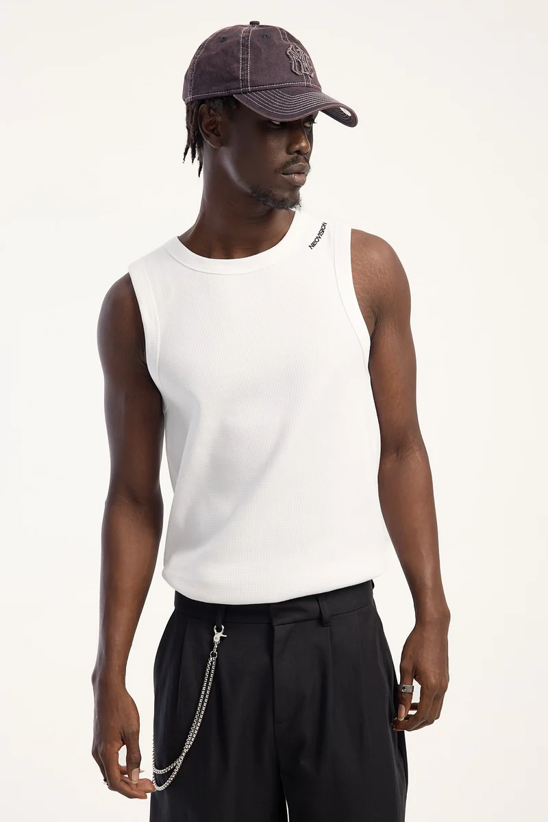 Neovision Scope Bound Waffle High Neck Tank White