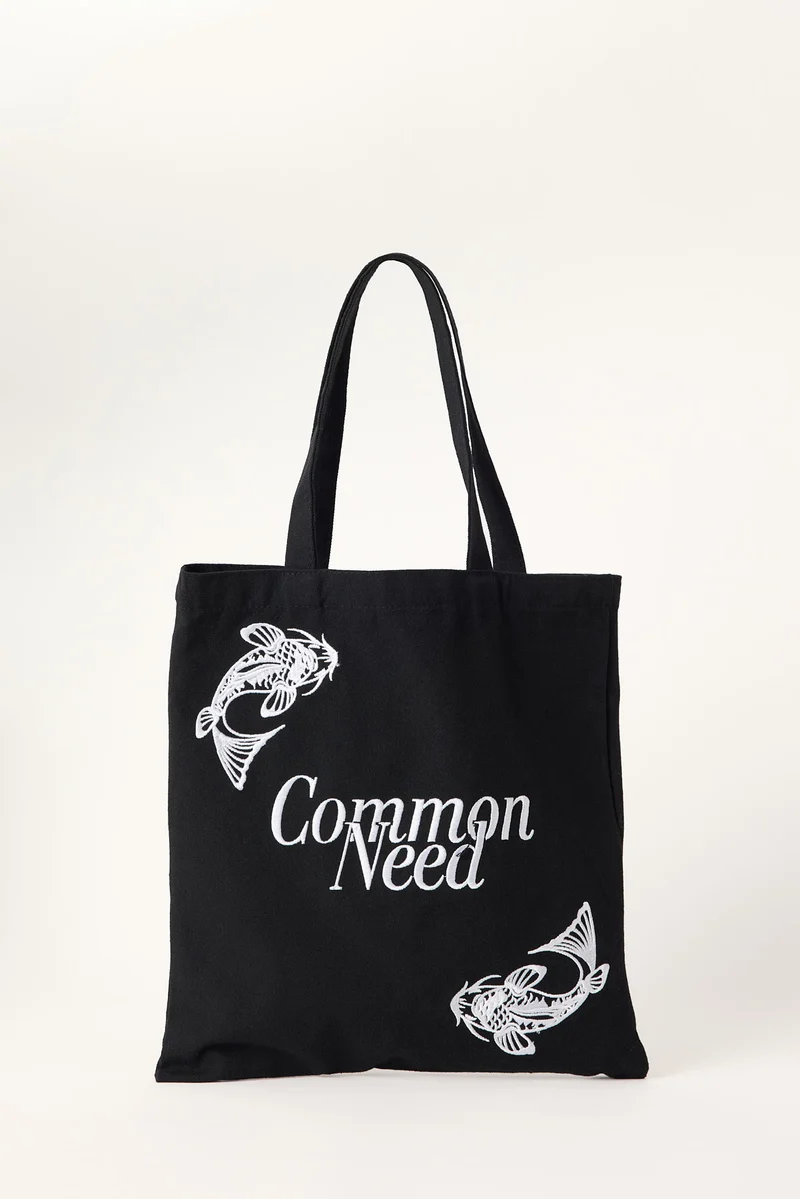 Common Need Ripple Shopper Tote Bag Black