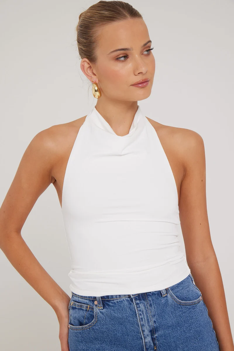 Perfect Stranger Gemma Halter Neck Top White