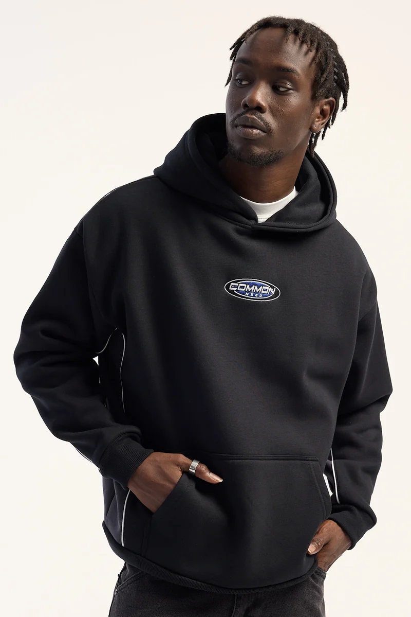 Common Need Fastlane Oval Boxy Hoodie Black