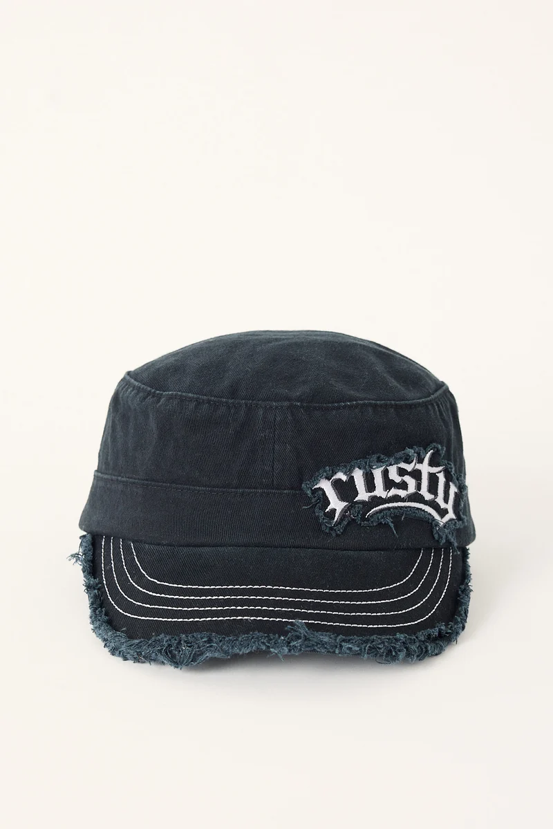 Rusty Avril Military Cap Washed Black