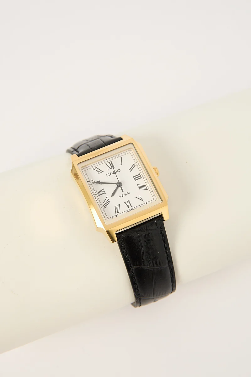 Casio MTPB190GL-7BVDF Analogue Watch Gold/Black Croc PU