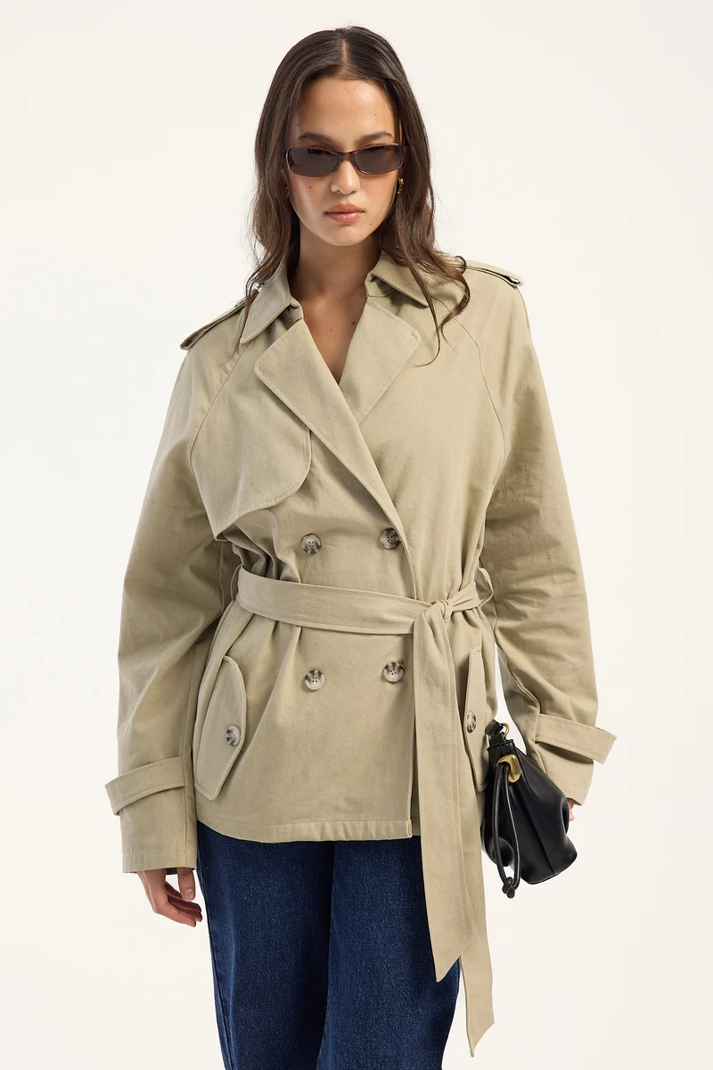 Lioness Cropped Trencherous Coat Tan