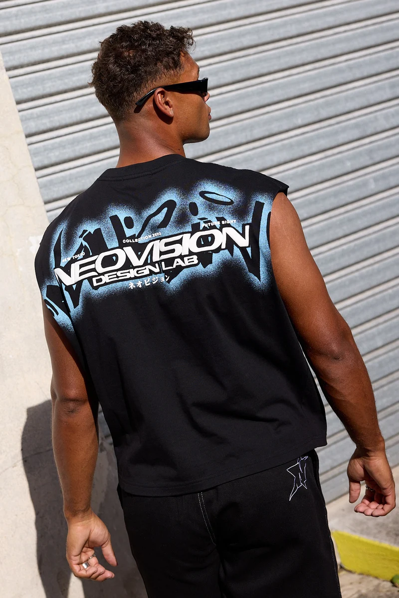 Neovision Etch Cropped Muscle Tank Black
