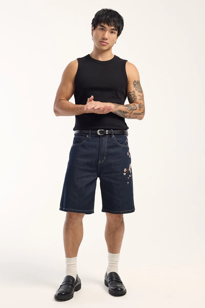 Common Need Sakura Refine Denim Jort Raw Indigo