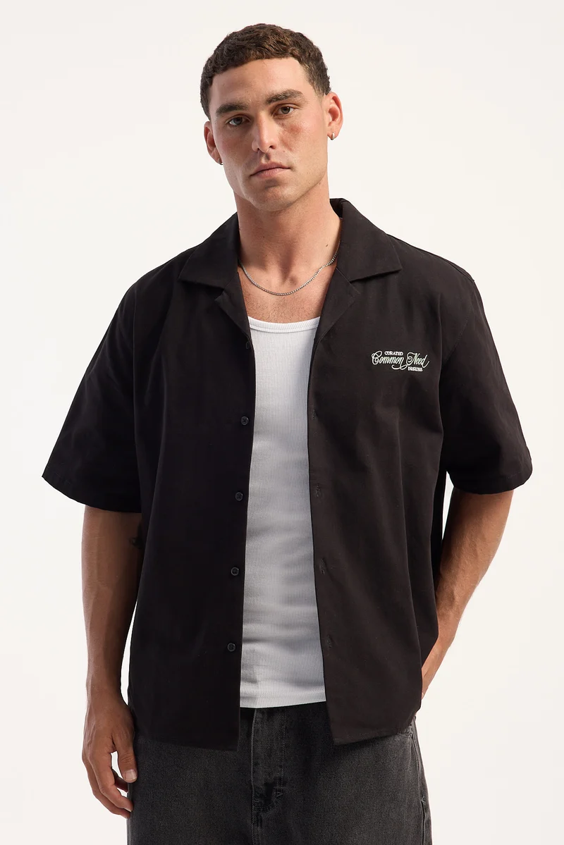 Common Need Prescott Boxy Resort Shirt Black