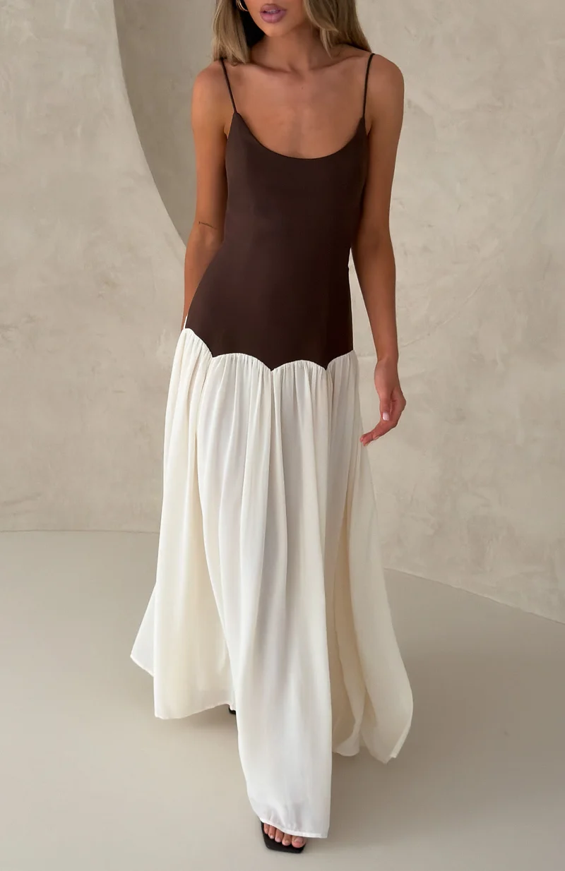 Be My Date Maxi Dress Chocolate/Cream