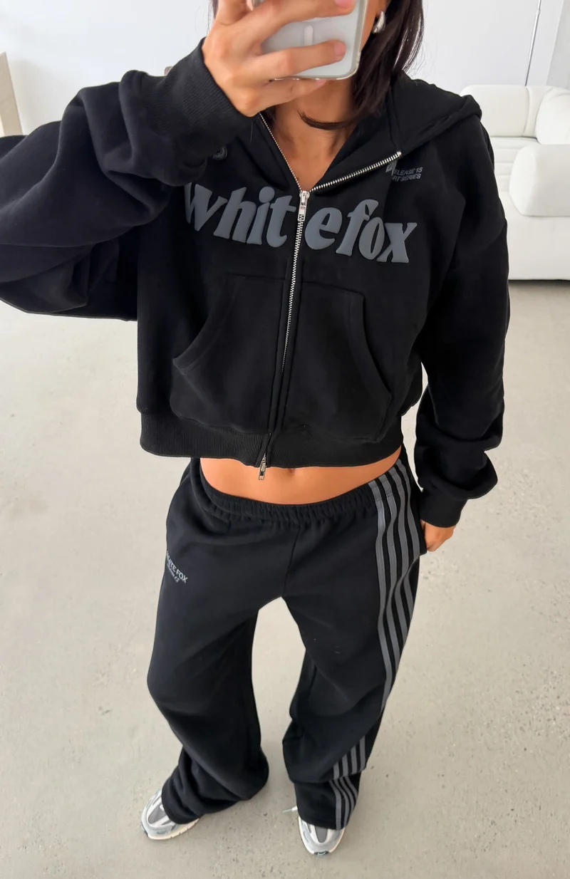 Release 15 Janie Boxy Zip Front Hoodie Black