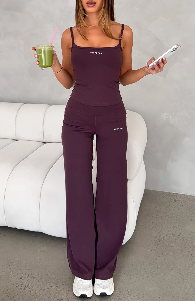Core Strengths Wide Leg Pants Plum